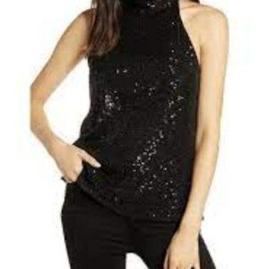 💕Glamour + Sophistication= Sassy Chelsea 28 High Neck Sequin Black Halter & Tie